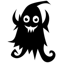 Spooky Halloween Monster Silhouette. Isolated on White Background.