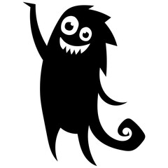 Spooky Halloween Monster Silhouette. Isolated on White Background.