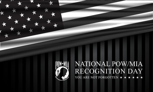 National POW MIA Recognition Day Design with Black America Flag Background Illustration