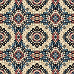 Thai art abstract tribal traditional seamless pattern with flowers