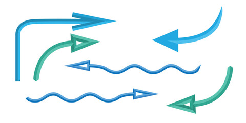 Arrow stripes set in blue color isolated on a white background for design elements.