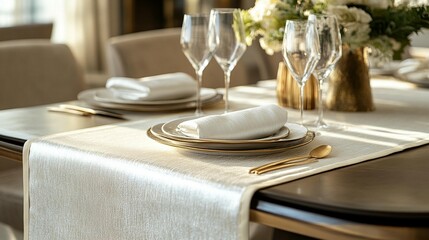 Elegant Table Setting: Dinnerware, Napkins & Decor