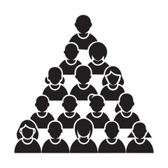 Simple black silhouette of a diverse group