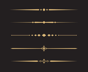 Set of Vintage decorative golden lines. text dividers. Gold line border. Lines separators, Borders, Vintage dividers, Underline elements. Vector illustration
