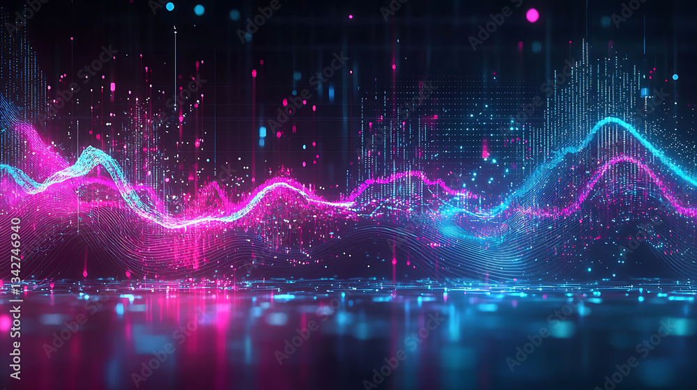 Poster dynamic data visualization event digital realm graphic content abstract environment futuristic viewp