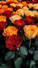Colorful Roses Display, Flowers, Blooms, Floral, Background, Gift