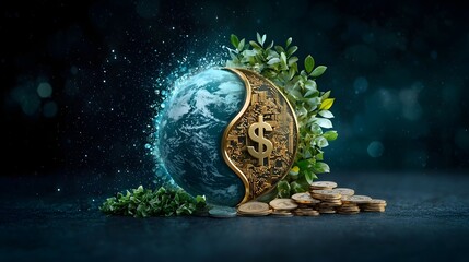 Yin Yang symbol composed of inflation and interest rate icons representing the balance and interplay of economic forces in the financial sector  Conceptual for investment strategies economic policies