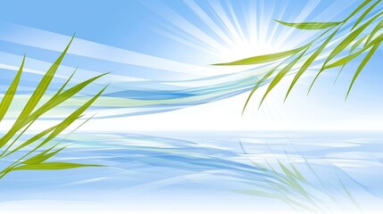 Flowing transparent liquid ribbon in serene nature digital art calm sunny environment aesthetic view