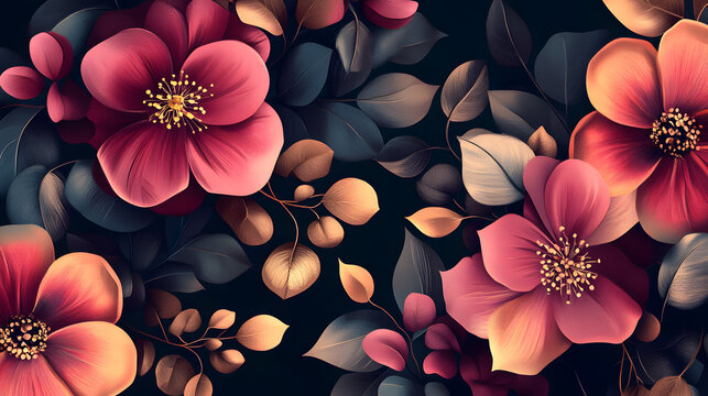 Vintage-style floral background images: Social media collocation pictures
