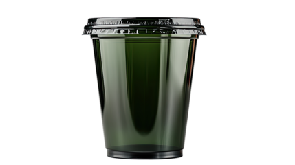 Dark Beverage Cup: A translucent dark-colored beverage cup, showcasing the sleek design, ready for serving chilled drinks, standing upright, ready for your creative presentation.