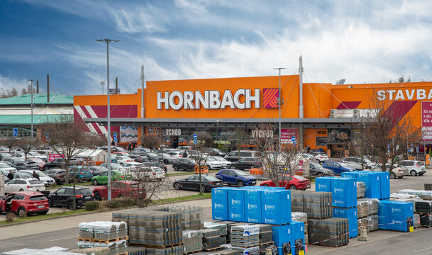 Bratislava, Slovakia - March, 16, 2025 : Hornbach store. The HORNBACH Group is one of the largest operators of DIY stores and garden centers in Europe.