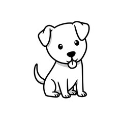 Fototapeta premium Cute Puppy Sitting Cartoon Character Illustration with Tongue Sticking Out