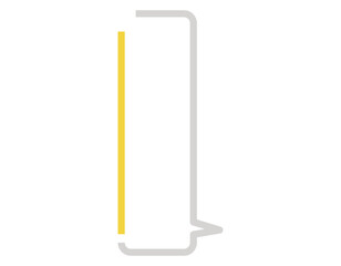 途切れた線の縦長の吹き出し　灰・黄　　Vertical speech bubble with broken lines　　gray/yellow