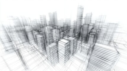 Fototapeta premium An artistic representation of an innovative skyline in wireframe style.