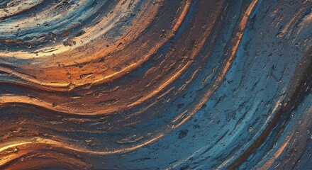 Fototapeta premium A painting of a wave with a blue and orange background