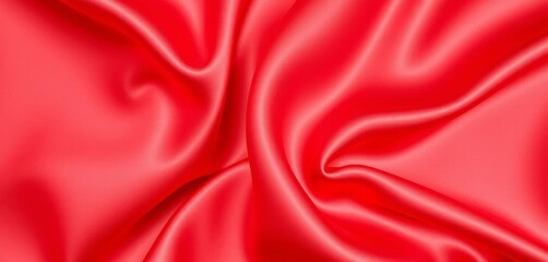 Fototapeta premium Smooth, elegant red silk fabric viewed from above Luxurious texture, abstract background, design element, red silk