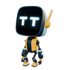 Fototapeta premium 3D rendered illustration of a cartoon robot with crying emote, expressing sadness or emotional distress. 