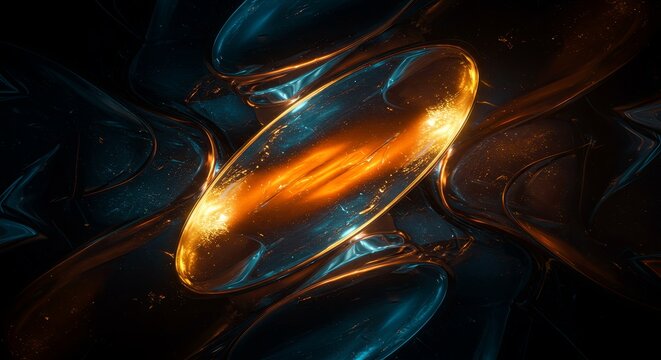 A glowing orange and blue circle is the main focus of the image - Powered by Adobe