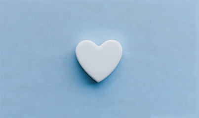 Obraz premium White Heart Shape on Soft Blue Background Minimalist Design