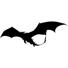 Dragon Silhouette. Vector Illustration Isolated on White Background.