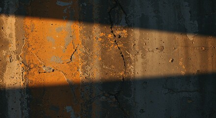 A wall with a crack in it and a light shining on it