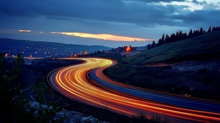 Fototapeta premium Captivating Long Exposure of a Nighttime Highway