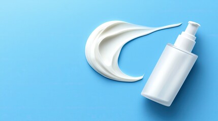 Bright studio setting close-up photography of luminous skin care lotion application