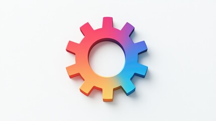 Colorful gear icon on white background