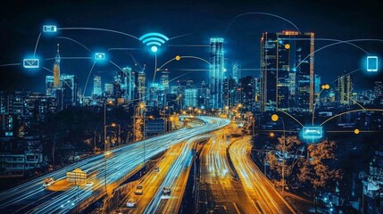 Naklejka premium Wireless Connection Technologies: Enhancing Mobility in Urban Environments