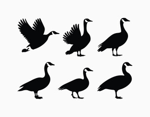 Naklejka premium Clean Goose Silhouette EPS Vector Template Collection
