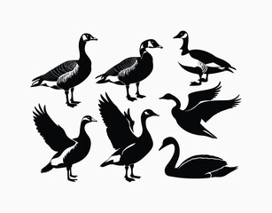 Goose Family Silhouette Vector Template Illustration