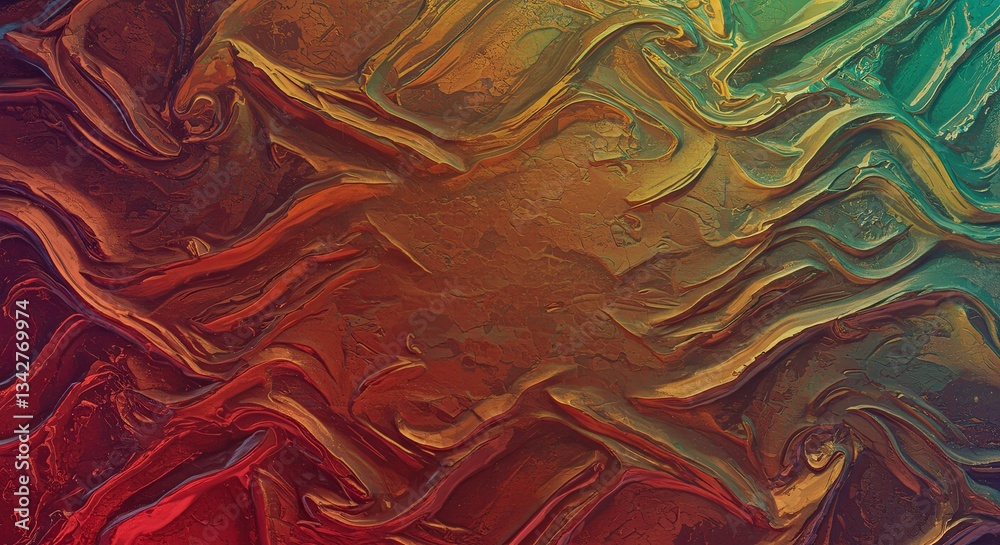 Poster a colorful abstract painting with a red and green background