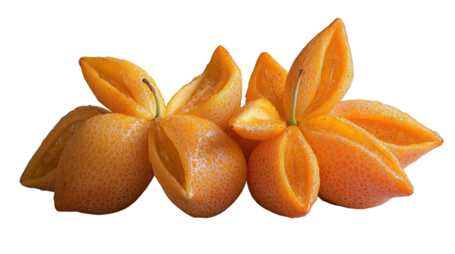 Exotic Orange Star Fruit Slices: A delightful composition of precisely cut star fruit slices, arranged to mimic a blooming flower.