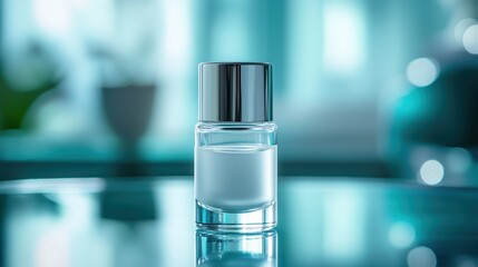 A slender, pristine white cosmetic cream sample, nestled within an elegant glass vial, awaited its moment to be applied.
