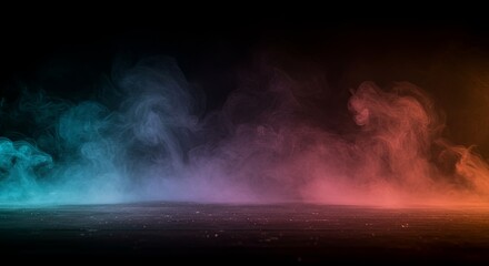 A colorful smoke trail is shown in the air