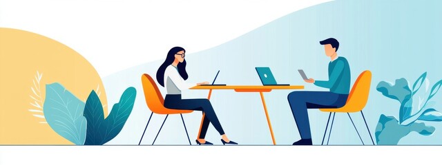 Business Meeting Between Two Professionals in Modern Office Space