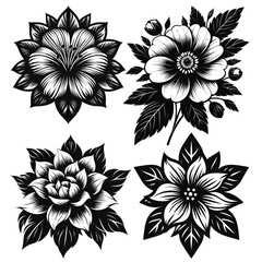 black and white flowers