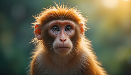 Obraz premium Nature photograph of a monkey with orange hair generative ai