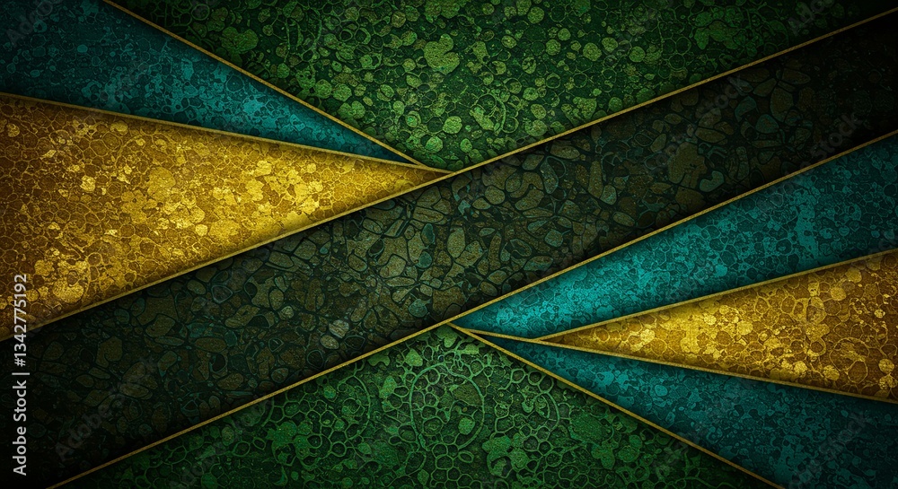 Aufkleber a green and yellow striped background with a pattern of rocks