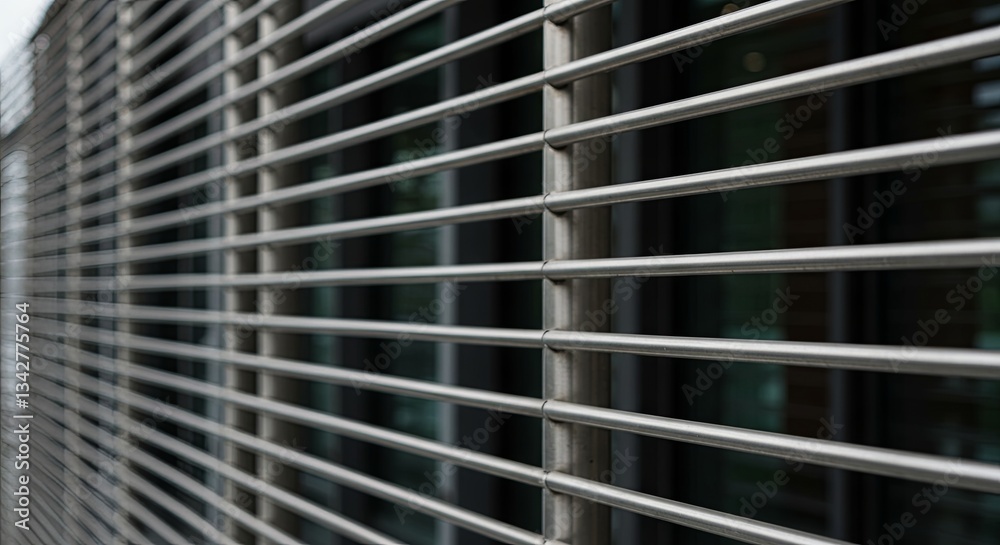Aufkleber A window with a metal frame and a lot of slats