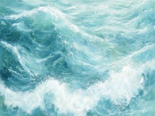 Obraz premium Summer beach top view of soft blue ocean wave - ai