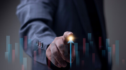 Financial sales and economic growth charts and blockchain technology businessman working with modern computer virtual dashboard to analyze data ,business growth,finance,economy