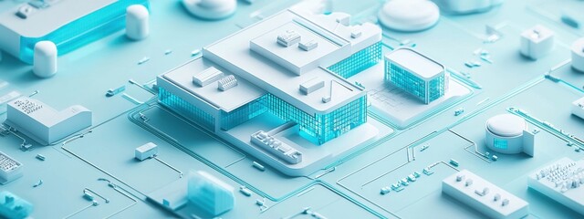 Futuristic Urban Landscape with Digital Architecture and Technology