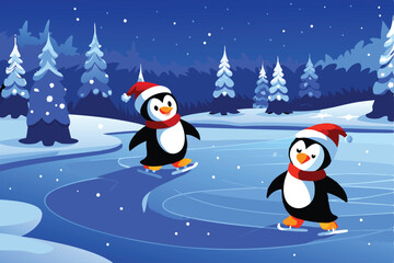 -cute-cartoon-penguins-wearing-christmas-hats-ice-.eps