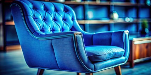 Tilt-Shift Blue Artistic Chair: Modern Interior Design, Contemporary Furniture, Close-Up Photography