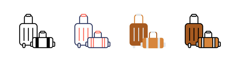 Travel Bag Multi Style Icon Set Vector 