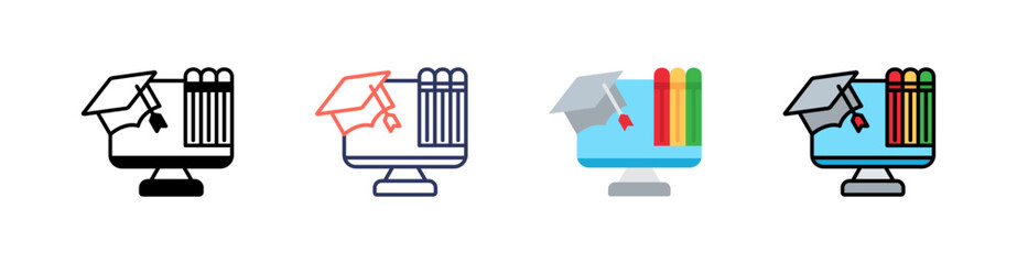 Elearning Multi Style Icon Set Vector 
