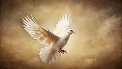 Vintage White Dove Flying, Isolated Bird, Retro Photography,  Aged Photo Effect,  Free Stock Image