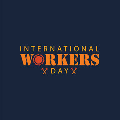 International Workers Day Logo with Gear and Crossed Hammers