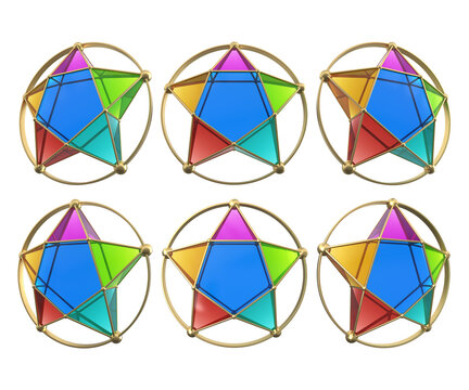 Cambodia Full Colour Stars with Gold Frame for Khmer New Year Decoration Render